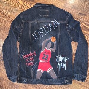 Michael Jordan customized handpainted jean jacket XXL denim Jumpman basketball